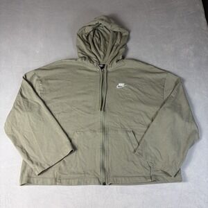Nike Women's Boxy Green Full Zip Wide Sleeve Hoodie Size Large Pre -owned .